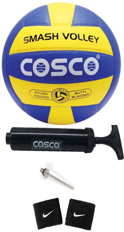 COSCO Combo Of Volleyball ( 1 Smash : Size - 4 ), ( 1 Pump ), ( 2 Band ) Volleyball Kit
