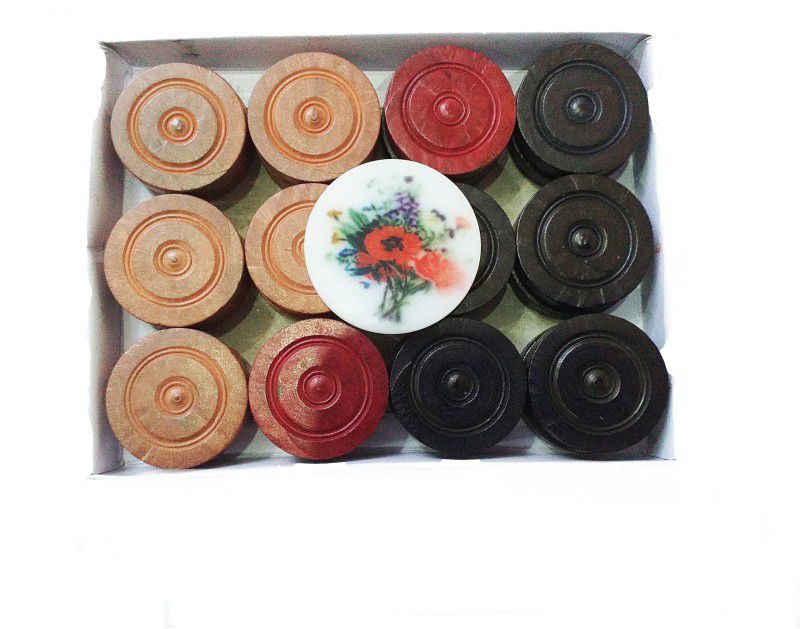 Dhinchak 24 WOODEN CARROM COINS With Special STRIKER Carrom Pawns Carrom Pawns  (Pack of 24)