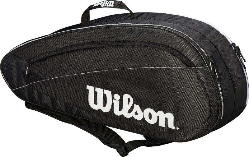 WILSON FEDERER TEAM 6PK - BLACK/WHITE  (Black, Kit Bag)