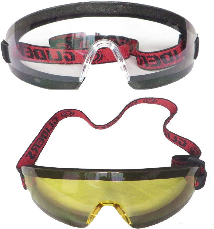 GLIDER Yellow & Clear Safety Protective Glasses for Bike Riding Motorcycle Goggles