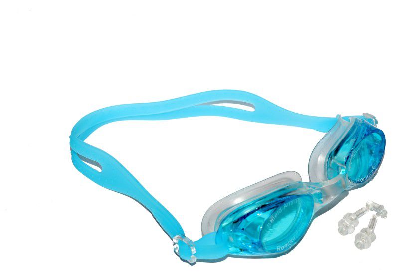 HOMMER Whale With Ear Plug Swimming Goggles  (Blue)