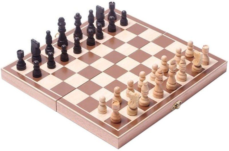 SPORTOFISTA ™ Folding Wooden Chess Set With Magnet Closure 15 cm Chess Board  (Brown)