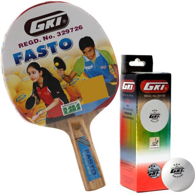 GKI Table Tennis Combo Set (Fasto TT Racquet + Pack of 3 Premium TT balls) Table Tennis Kit