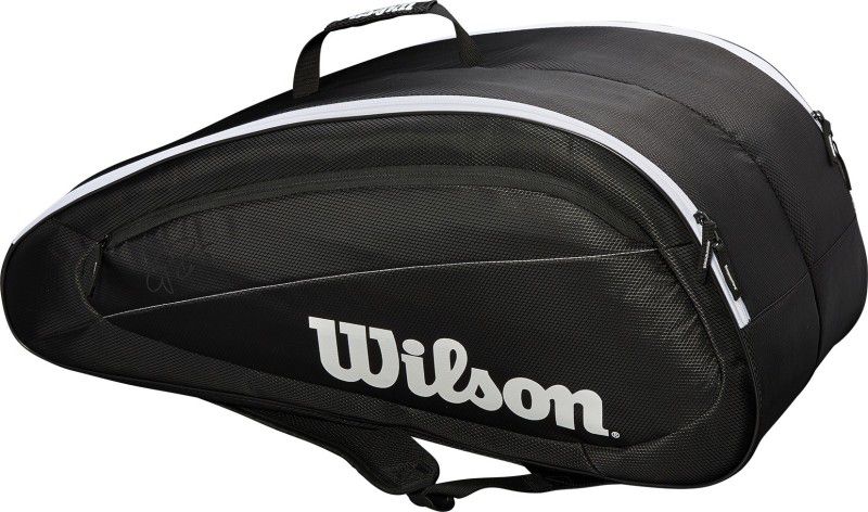 WILSON FEDERER TEAM 12PK - BLACK/WHITE  (Black, Kit Bag)