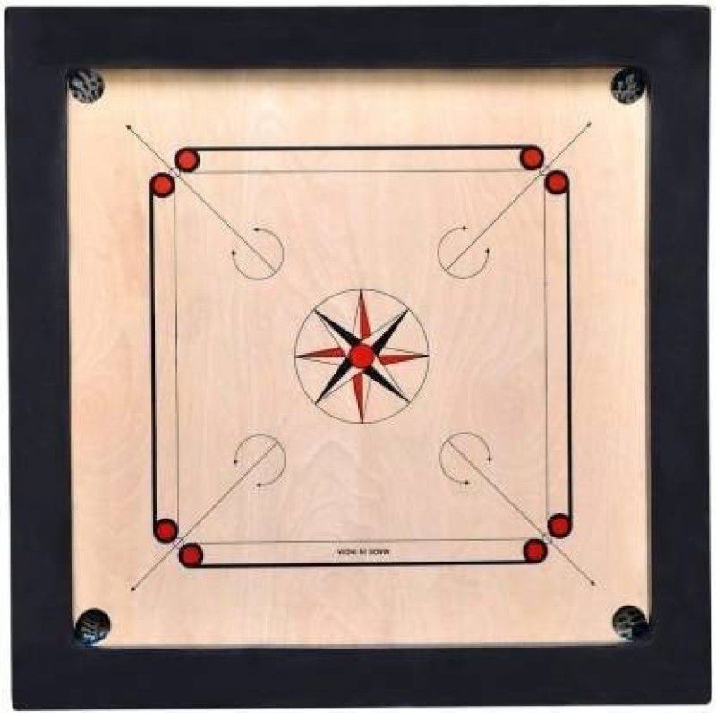 NK Exports Wooden 36 Inch Carrom Board With Coin Striker, Powder And Round Pocket 5 cm Carrom Board  (Beige)
