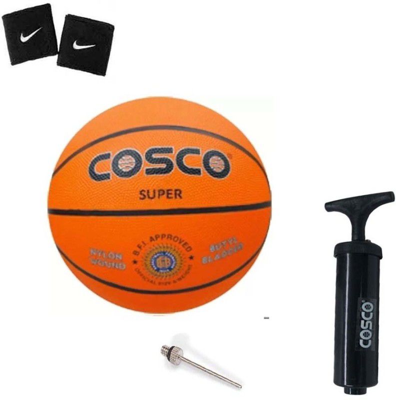 COSCO Basketball Super ( Size-5 ) with Pump, 2 Band Basketball Kit