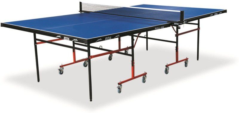 STAG Sleek Rollaway Indoor Table Tennis Table  (Blue, Red)
