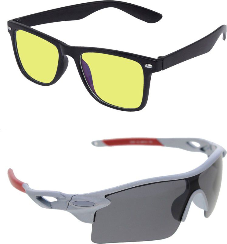 VAST DAY & NIGHT VISION UV PROTECTED SPORTS Cricket Goggles  (Yellow, Grey)