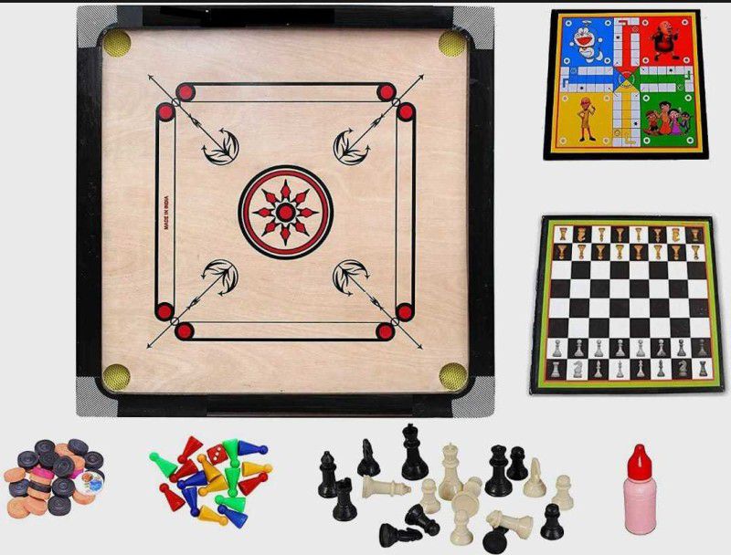 GOLS Carrom Board Small with Ludo & Chess Board Game Combo Pack 15 cm Carrom Board  (Multicolor)