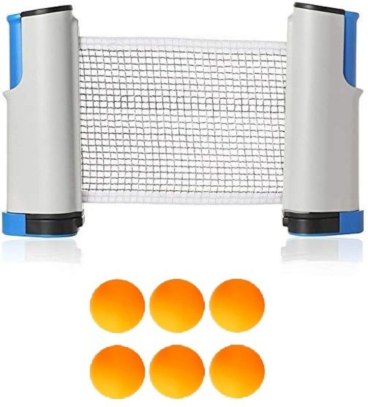 ARINEO Portable Table Tennis Net with Orange Balls 6 Pcs Table Tennis Net  (White)