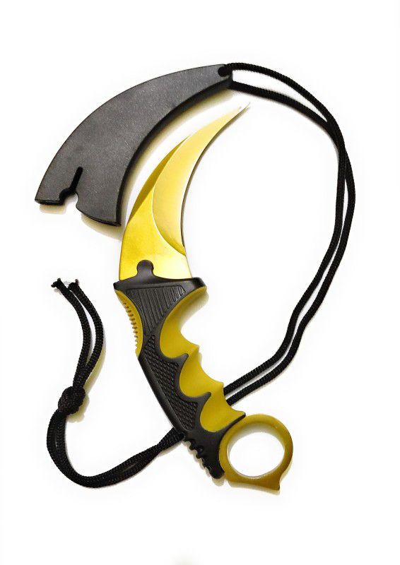 JAIVID Counter Strike Karambit Fighting Claw Knife Pocket Knife, Knife, Combat Knife, Survival Knife, Fixed Blade Knife, Campers Knife, Multi Tool  (Yellow)