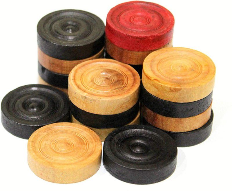 RG sport Wooden Carrom Coin | 11 Yellow & 11 Black | 2 red coin | Carrom Pawns  (Pack of 24)