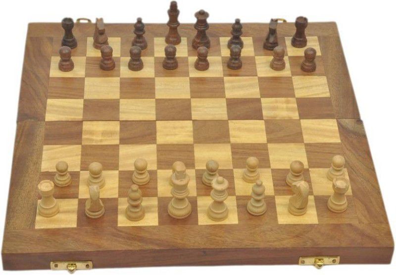 Ishan creation Folding 12 X 12 Non- Magnetic Wooden Chess 30.48 cm Chess Board  (Multicolor)