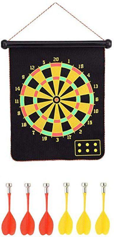 KK CRAFT Dart Board with 6 Safety Darts Needles Set 38.1 cm Dart Board  (Multicolor)