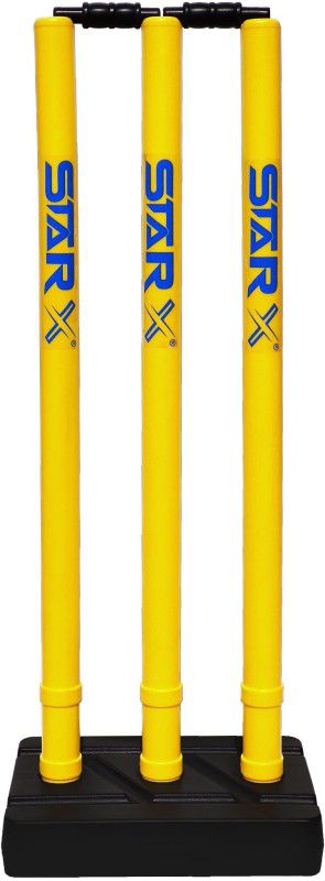 Star X Plastic Wicket Set, Multi Color Full Sized Plastic Wicket Set with Base & Bails  (Black, Yellow)