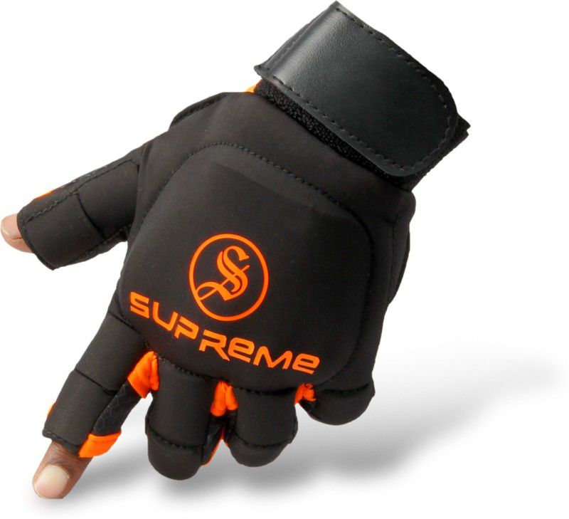 Supreme Hockey Player Gloves Black/Orange Size Small (Lefty) Hockey Gloves  (Black, Orange)