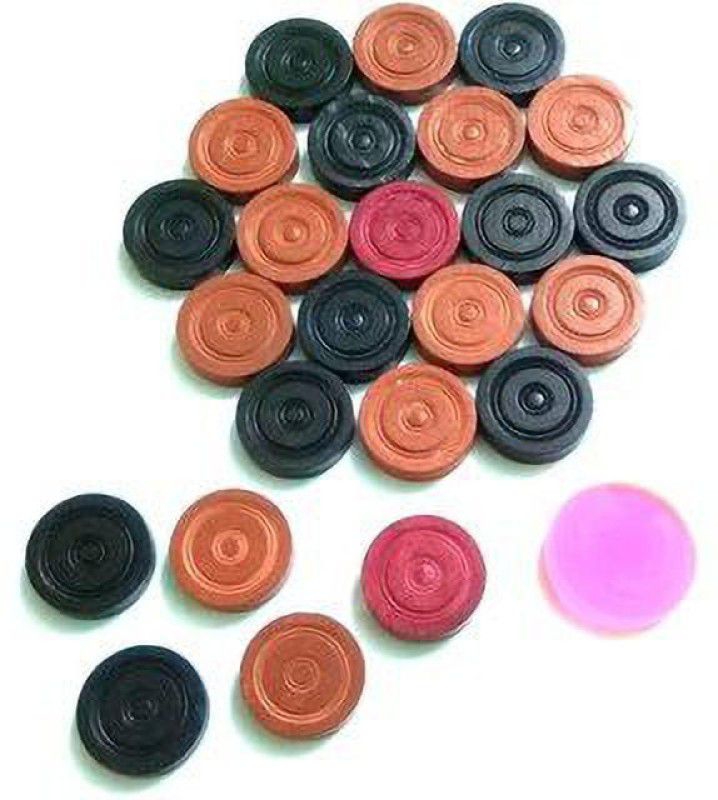 Honoty Wooden carrom coins set of 24 with striker and powder Carrom Pawns (Pack of 24) Carrom Pawns  (Pack of 24)