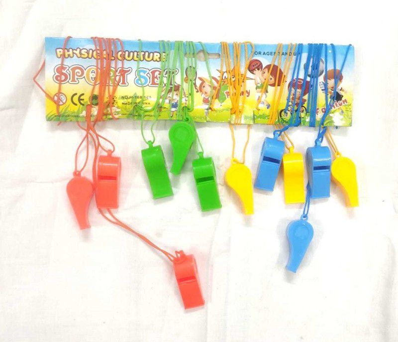 D'Mega Mart Kids Whistle Set with String 12 PCS Tin Whistle  (Multicolor, Pack of 12)