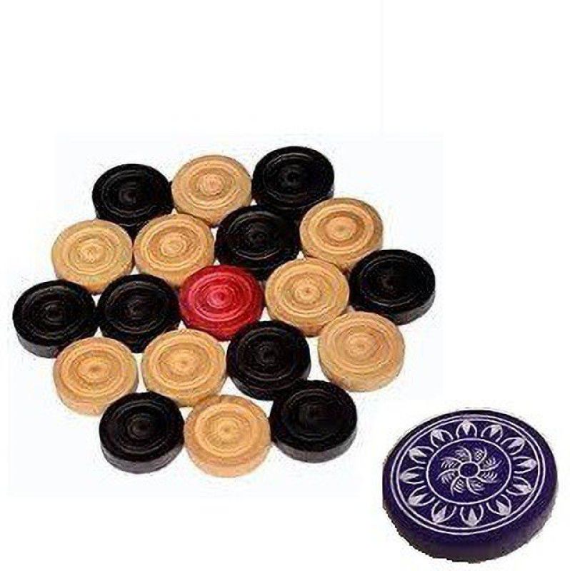 HHS SPORTS Premium quality 24 wooden carrom coins with 1 striker Carrom Pawns  (Pack of 24)