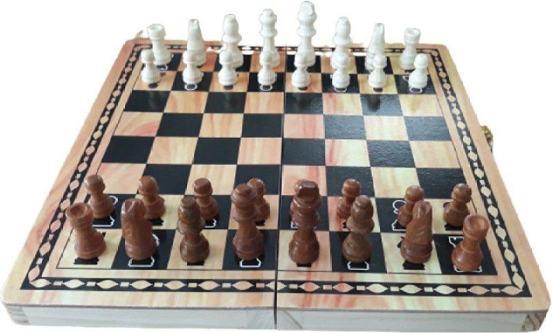 Trex Finest Wooden CHESS BOARD With Wooden Chess Pawns 4 cm Chess Board  (Multicolor)