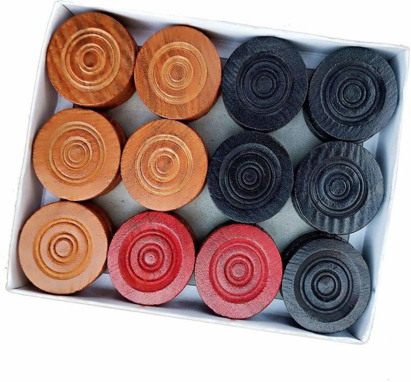 Spocco ®24PCWooden Finish Carrom Board Coins CP350 Carrom Pawns  (Pack of 24)