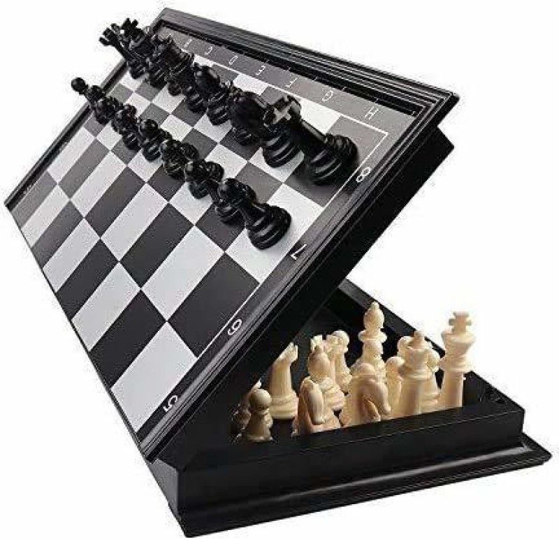 WGMONEY Educational Chess Board Set Folding Chess Board Travel (black _ white chess 0.5 cm Chess Board  (Multicolor)