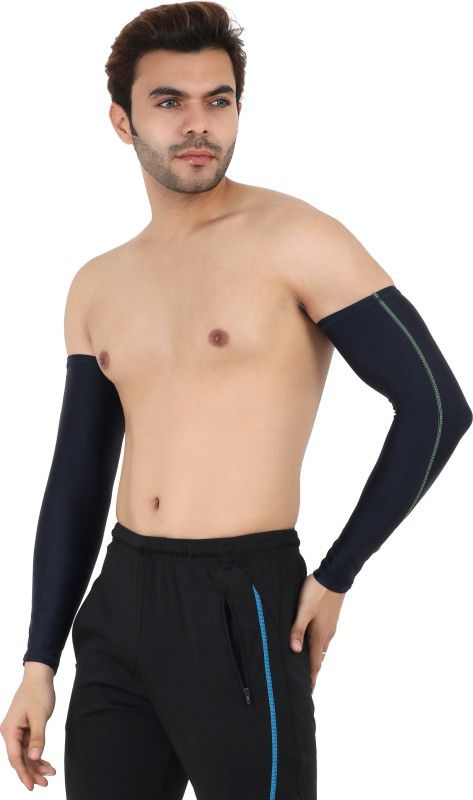 KYK UV Sun Protection Unisex Arm Sleeves for Summer - UPF 50 - Arm Cover for tanning Men Compression  (Black Full Sleeve)