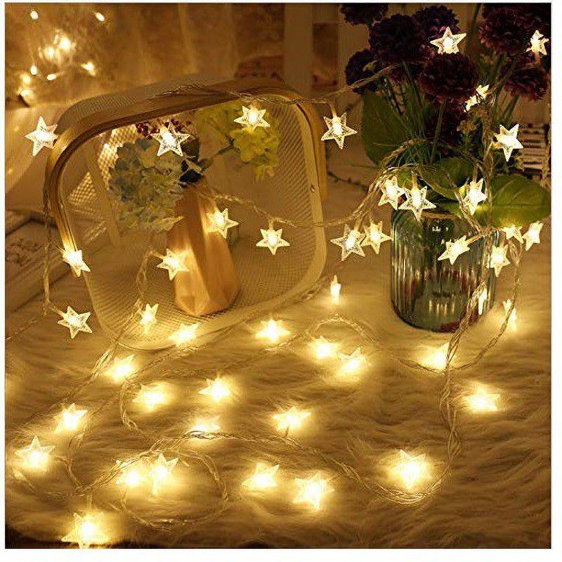 homenity Star String Lights for Indoor Outdoor Decoration Diwali Light for Party Birthday LED Helmet Strip Light  (Warm White)