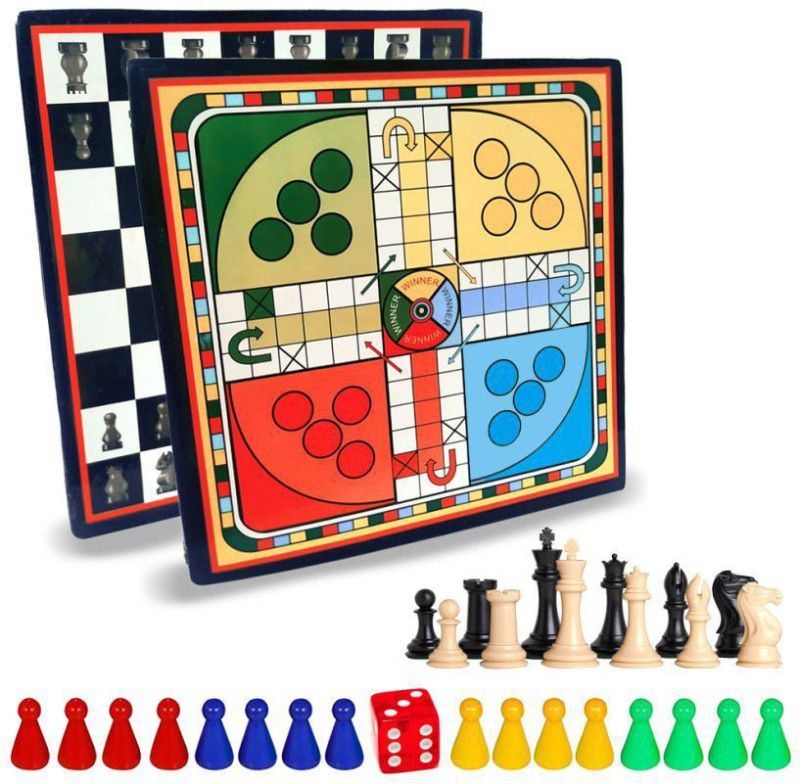 HHS SPORTS 2 in 1 Board Game| Ludo And Chess Board Combo| Ludo With 30 cm Chess Board  (Multicolor)