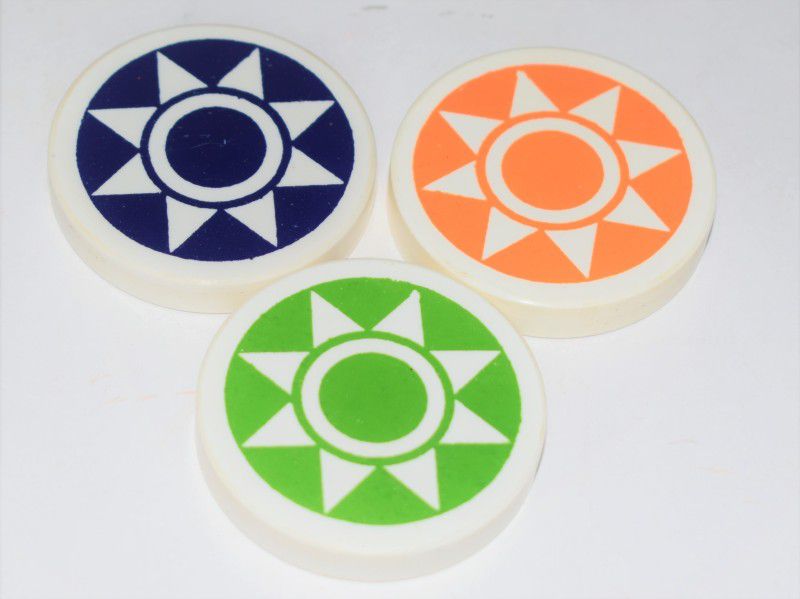 HACKERX Carrom Striker set of 3 with boxes (Green, Orange, Blue) Carrom Pawns  (Pack of 3)