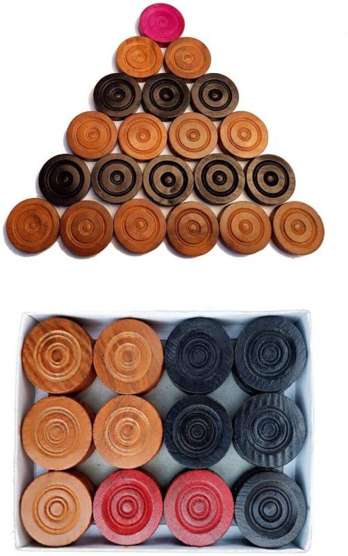 HIRNOTS Wooden carrom coins set of 24 Carrom Pawns  (Pack of 24)