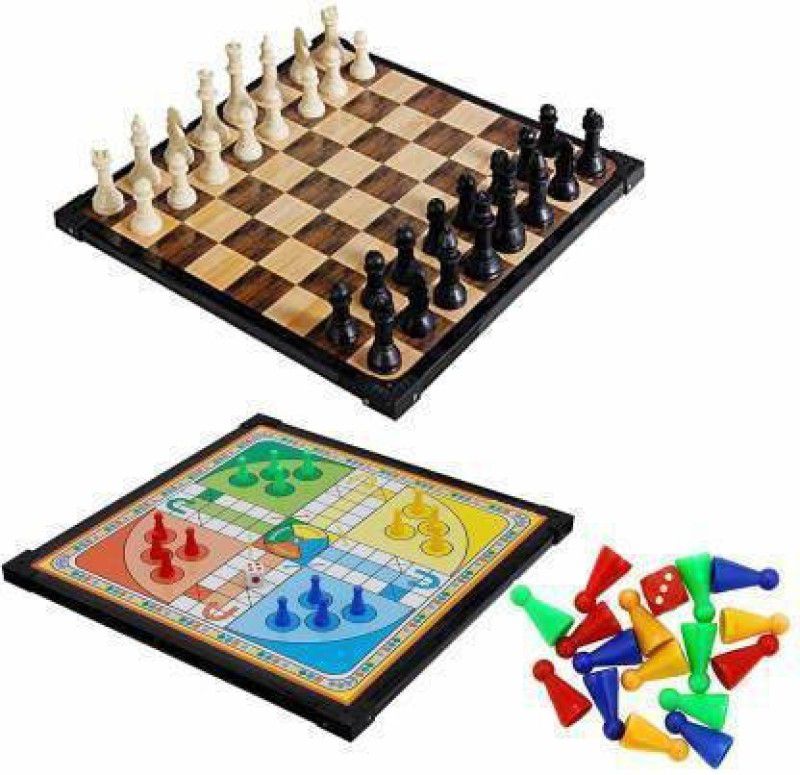 HHS SPORTS 2 in 1 combo of Wooden Ludo with tokens and 30 cm Chess Board  (Multicolor)