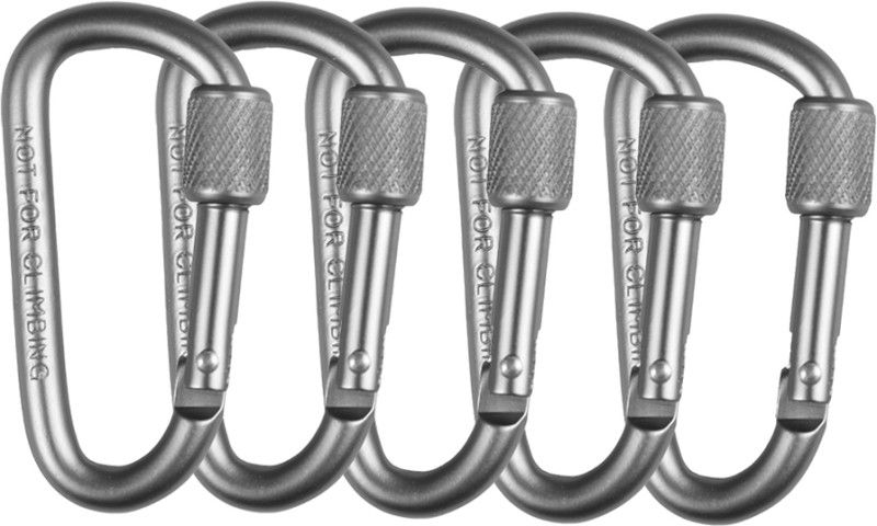 StealODeal Silver Aluminium with Screw Locking Hook (Pack of 5) Locking Carabiner  (Silver)