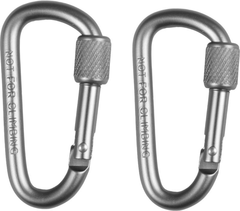 StealODeal Silver Aluminium with Screw Locking Hook (Pack of 2) Locking Carabiner  (Silver)