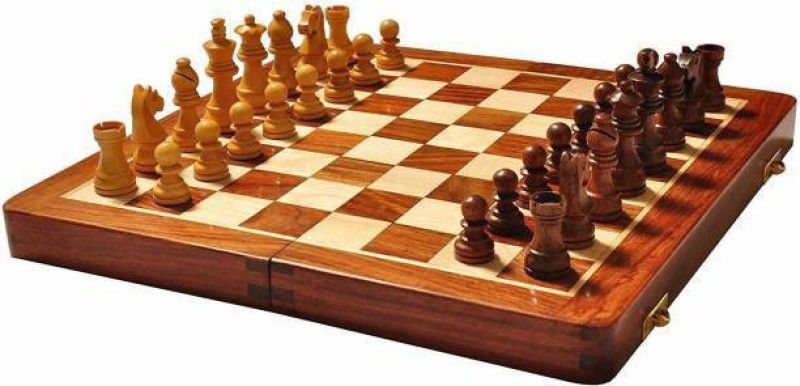 Pro Sports wooden chess board 15 inch with wooden coins 4 cm Chess Board  (Brown)