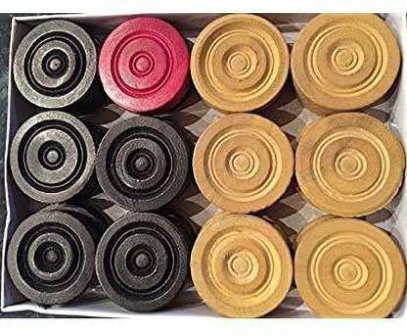 Rk sports Wooden Carrom Coins with Striker and Carrom Powder Carrom Pawns  (Pack of 22)