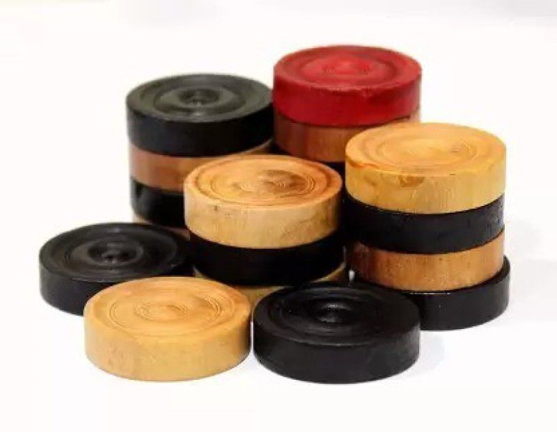 VPHUB Wooden Carom Coins ,24 Carom Pawns with 1 white Stricker Carrom Pawns  (Pack of 25)