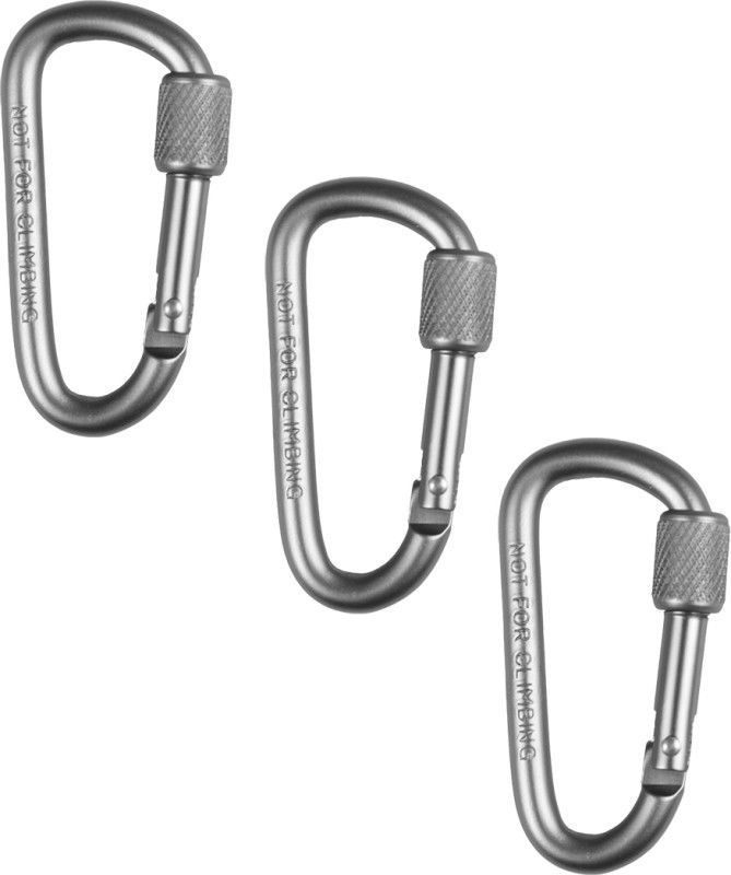 StealODeal Silver Aluminium with Screw Locking Hook (Pack of 3) Locking Carabiner  (Silver)