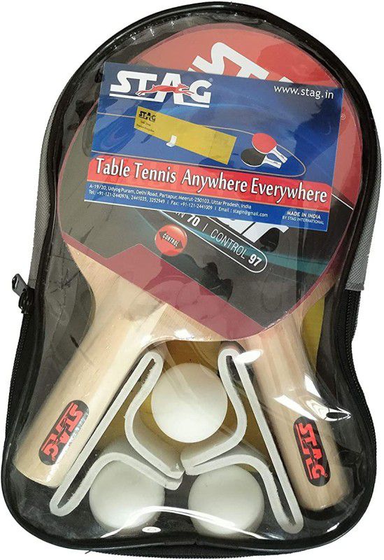STAG Anywhere Everywhere 2 Racquets & 3 Balls (White) Table Tennis Kit