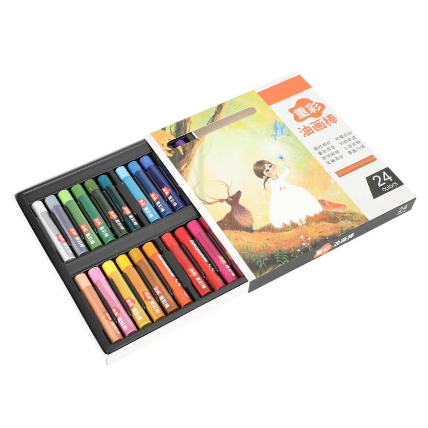 Colored Crayon Oil Pastel Painting Water Wash 24 Color Children Graffiti Cartoon Drawing Tool