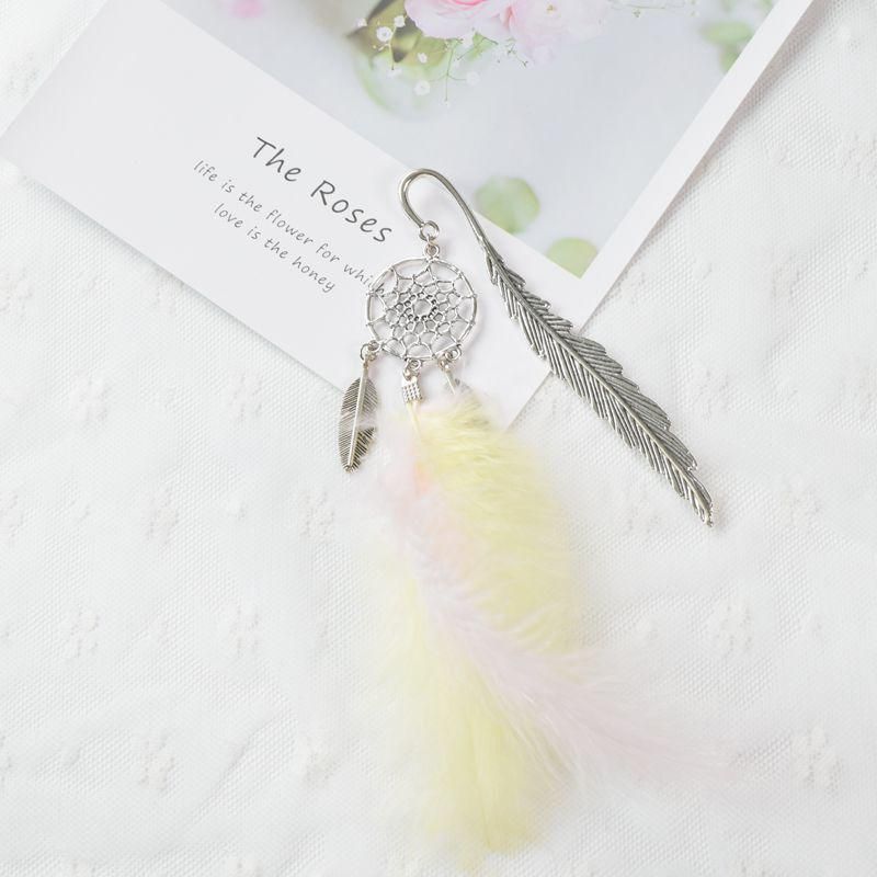 Creative New Dream Catcher Pendant Bookmark Girly Heart Feather Metal Hollow Book Paging Folder Learning Stationery