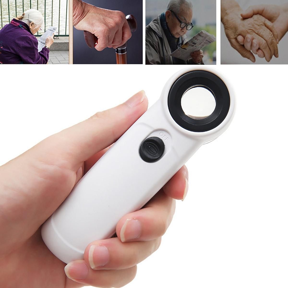 Portable HD Magnifier with LED Light Handheld Identification Jewelry Jade Magnifier