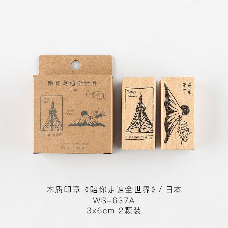 2 pcs/set Vintage Travel The World stamp/Seal DIY wooden rubber stamps for scrapbooking stationery scrapbooking standard stamp