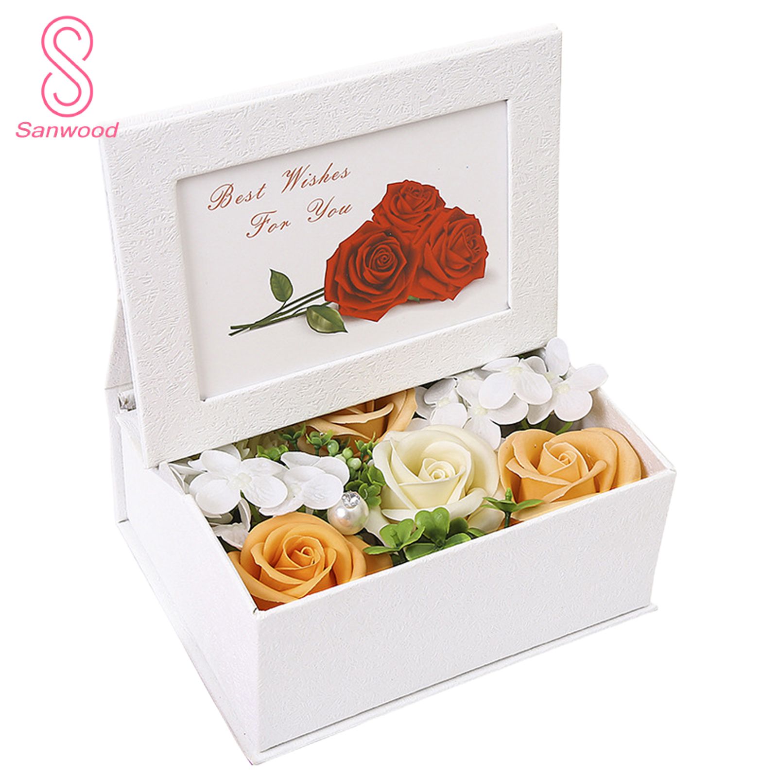 Artificial Rose Soap Flowers Photo Frame Box Set Handmade Birthday Gift Decor