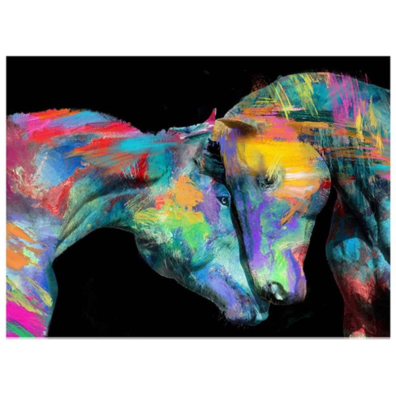 Diamond Painting Full Circle Diamond Kit Rhinestone Picture Art Craft Home Door Decoration (Horses)