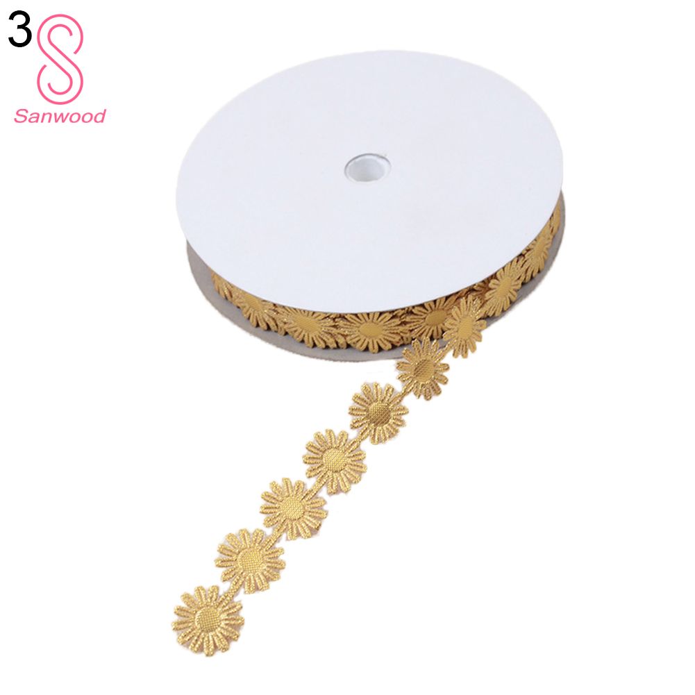 20 Yard Flower Lace Ribbon Pure Color Wedding Dress Belt Trim Sewing DIY Craft