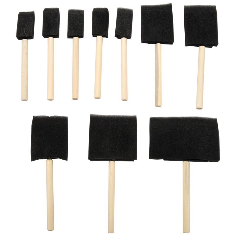 Foam Brush Painting Sponge Tool with Hardwood Handles Pack of 10