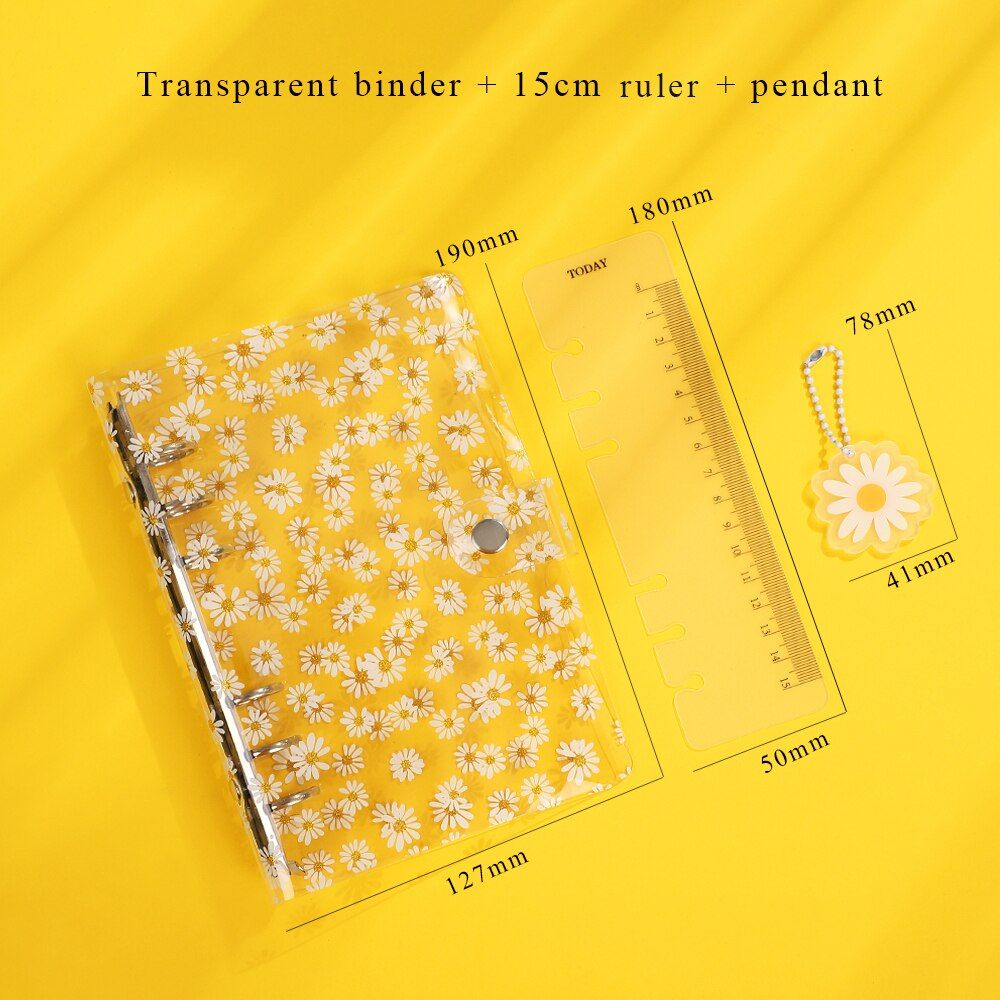 JIANWU Mini Kawaii Little Daisy A6/A7 Soft Shell PVC Transparent Literary Binder Journal Cute Student Stationery School Supplies