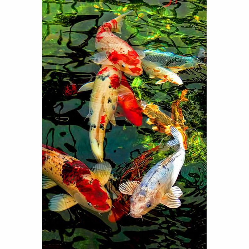 5D Diamond Painting Full Drill Diamond Embroidery "Pond Animal Fish" Picture of Rhinestone Handmade Home Decor