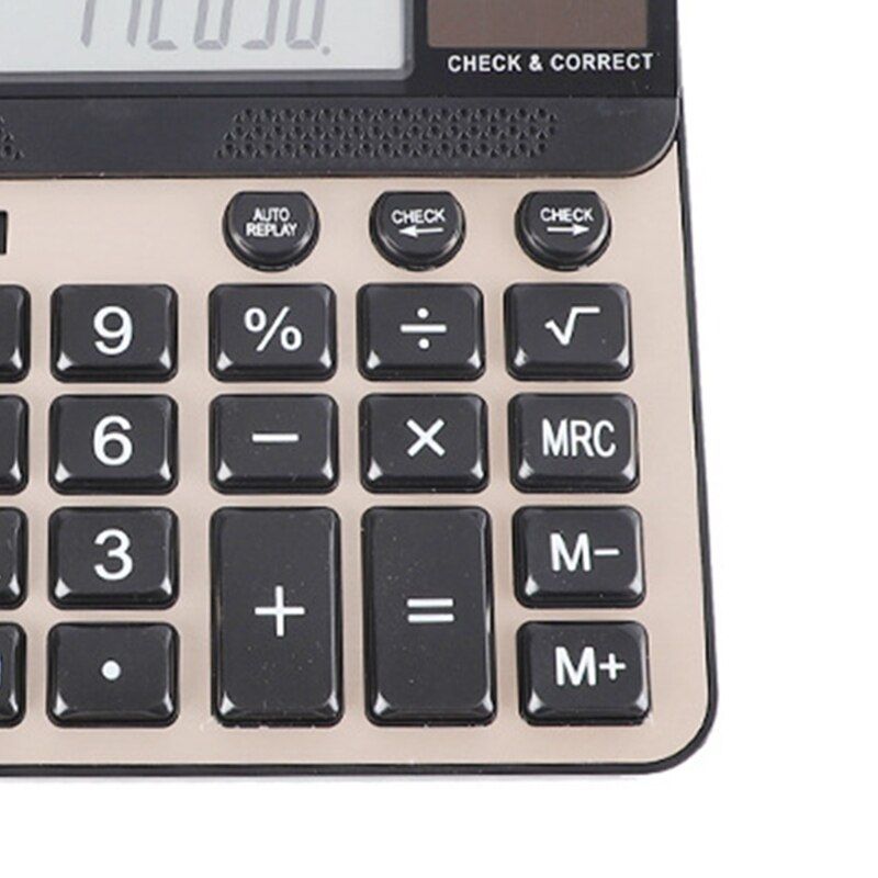 Large Button Calculator Large LCD Display 14 Digits Desktop Check Correct Electronic Calculator with Solar 2 Power QXNF